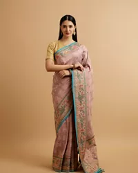 Engagement Glory Purple Silk Saree with Embroidery and Zari - Image 4